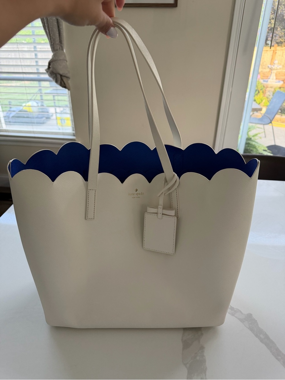 white Kate Spade Lily Avenue Carrigan leather tote bag